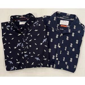 2 Denim & Flower Men’s Short Sleeve Button Up Slim Fit Size Medium Shirts